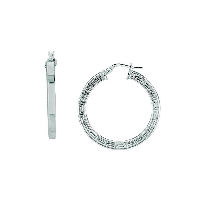 Ladies White Rhodium Silver Diamond Cut  75024 1