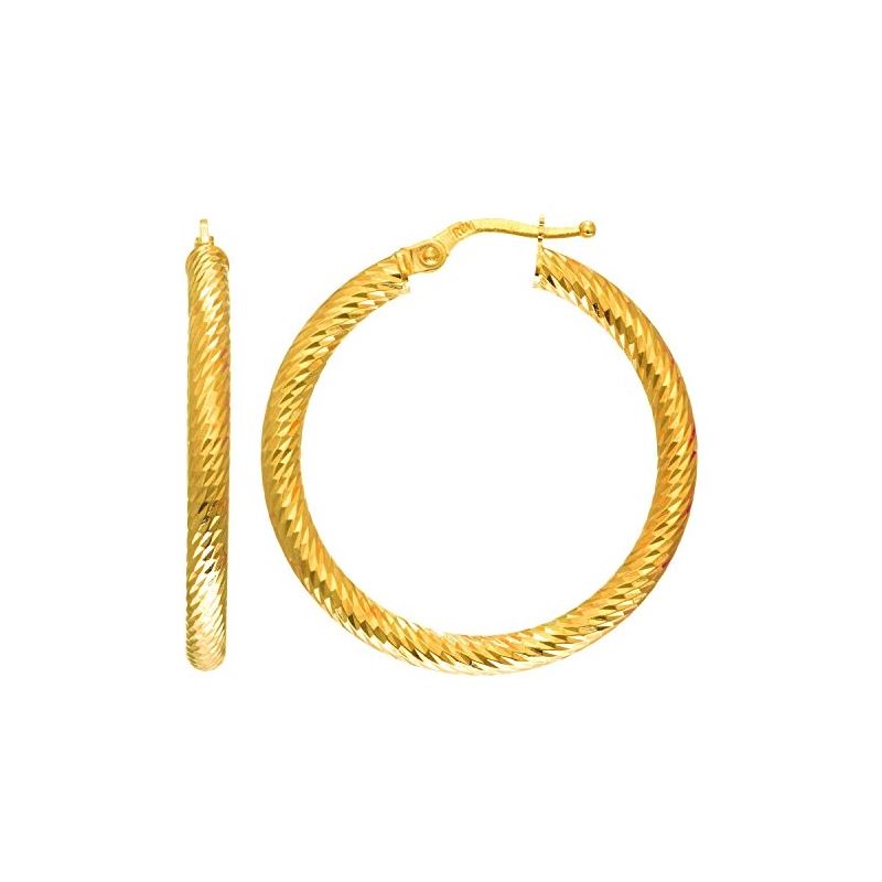 14K Yellow Gold Ladies Hoop Earring Earr 69129 1