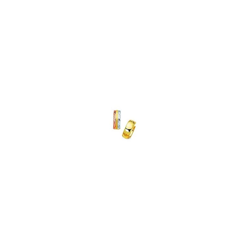 14K Tri-Color Gold Ladies Huggie Earring 64701 1