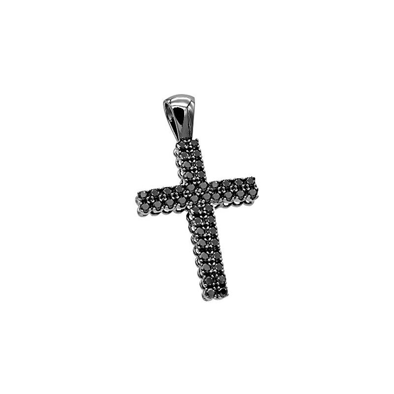 Men's 10K Gold Black Diamond Cross Pendant 1.5