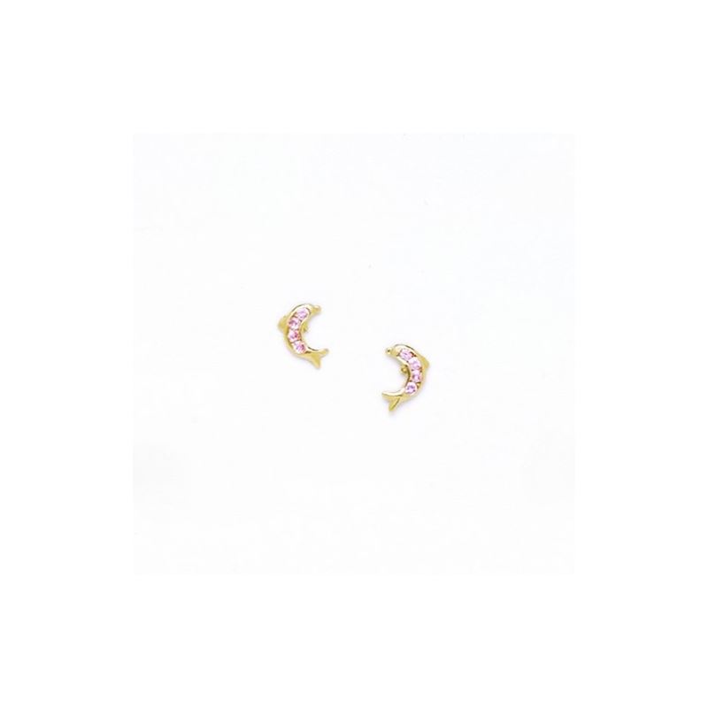 14K Yellow Gold dolphin with stones earr 67501 1