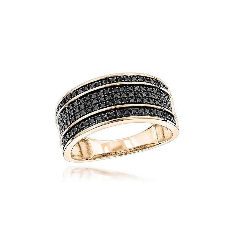 Ladies Unique Ring 10K 5 Row Black Natural 0.4 Ctw