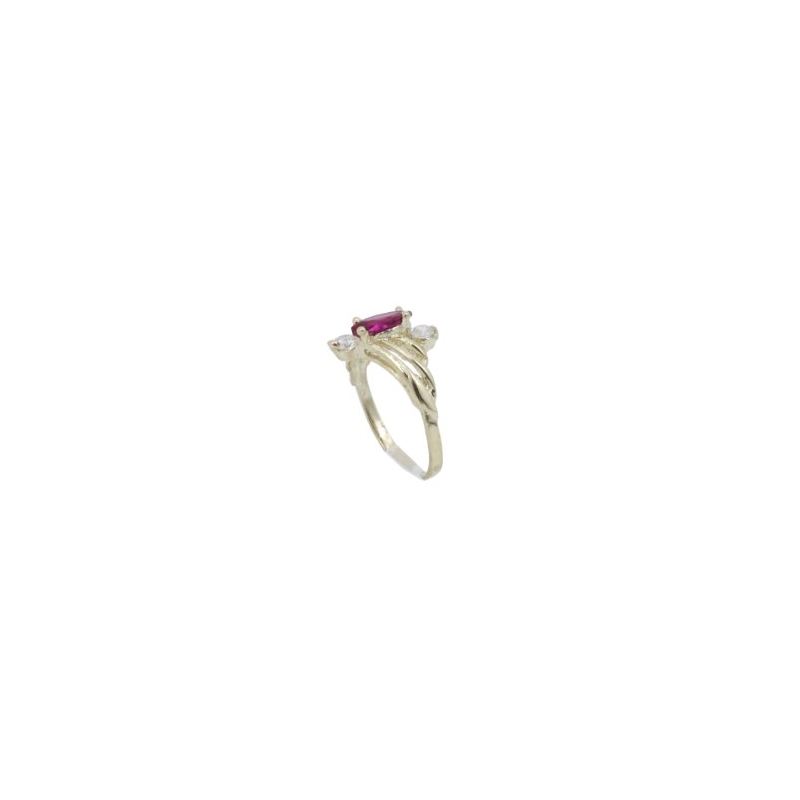 10k Yellow Gold Syntetic red gemstone ri 62729 1