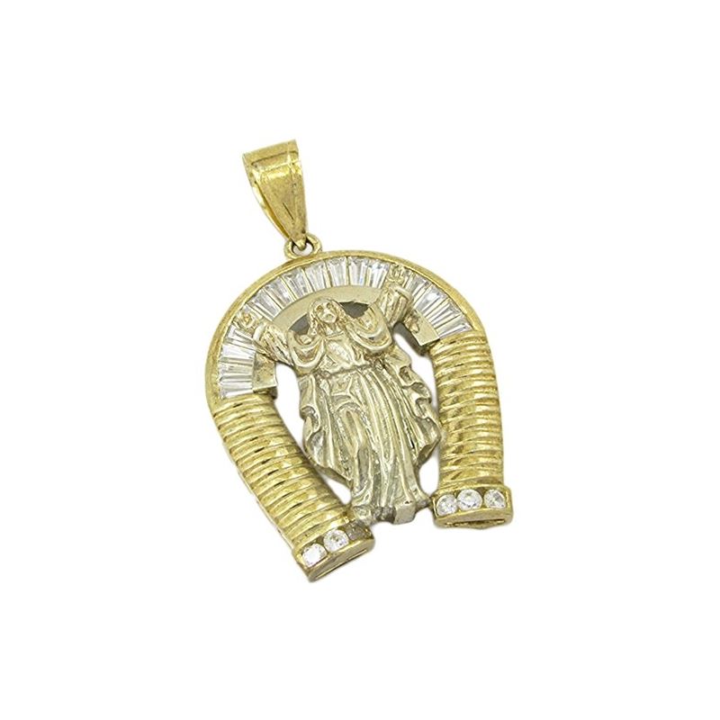 Mens 10k Yellow gold White gemstone jesu 78162 1