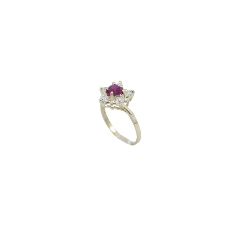 10k Yellow Gold Syntetic red gemstone ri 62722 1