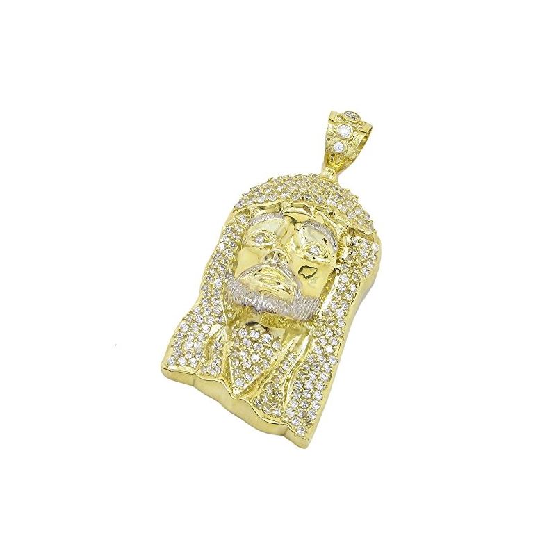 Mens 10k Yellow Gold Iced Out Jesus Pend 77651 1