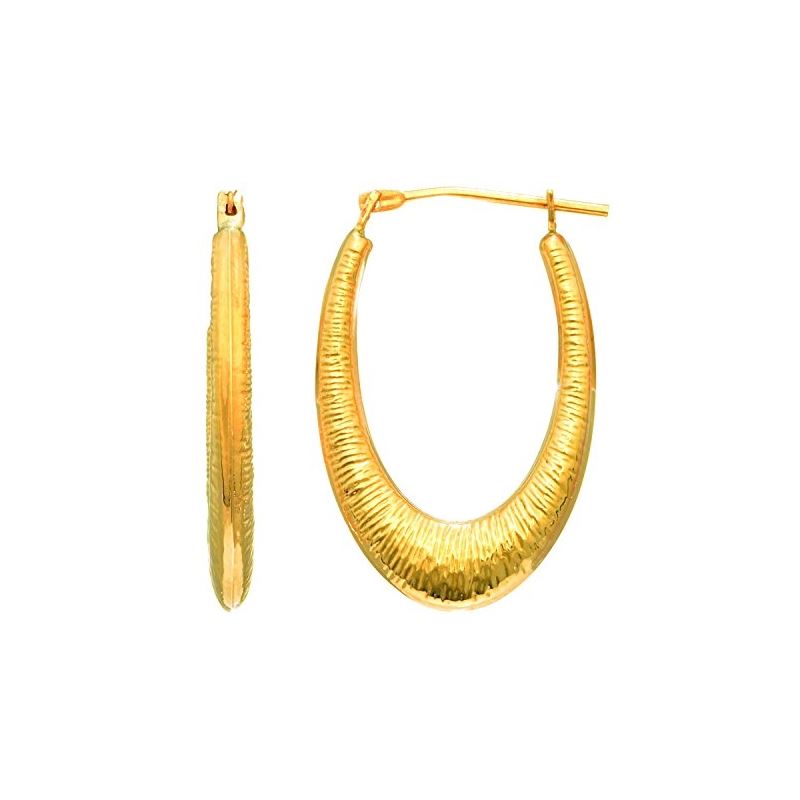 14K Gold Ladies Fancy Lt.Hoop Earrings E 64381 1