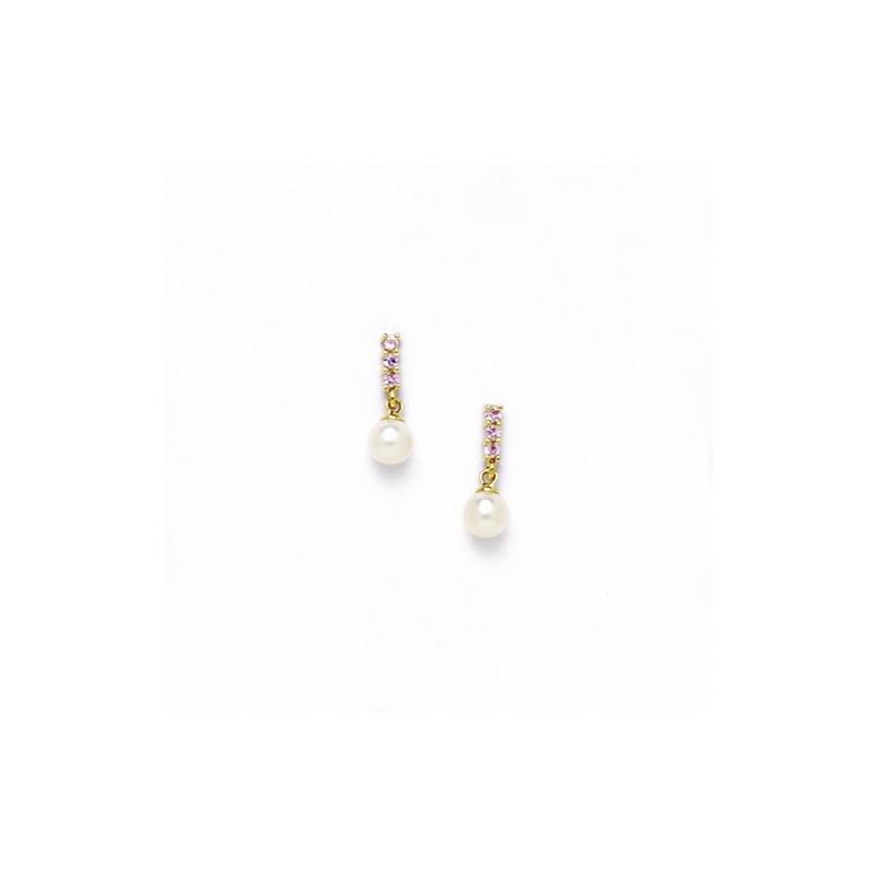 14K Yellow Gold genuine pearl and cz ear 68363 1
