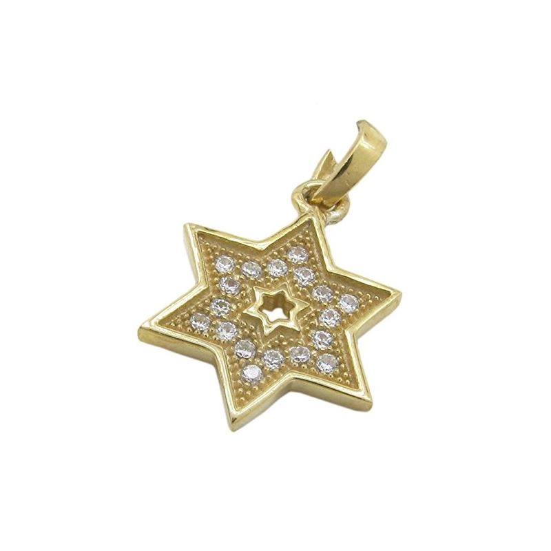 Womens Yellow star of david cz pendant S 84752 1