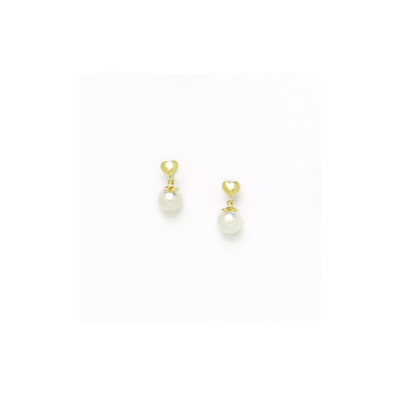 14K Yellow Gold genuine pearl and cz ear 68377 1