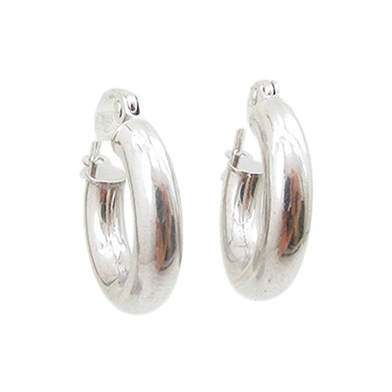 10k White Gold earrings Puff hoops AGBE1 59798 1