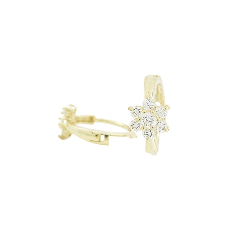 14K Yellow gold Flower cz hoop earrings  67844 1