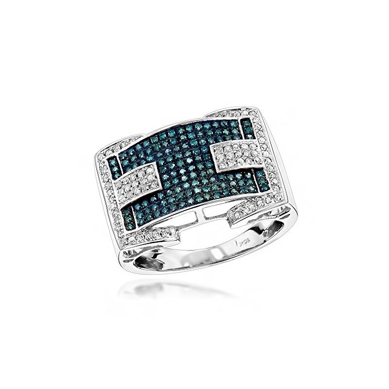 White Blue 0.9 Ctw Pave Set Diamond 10K Ring (Whit