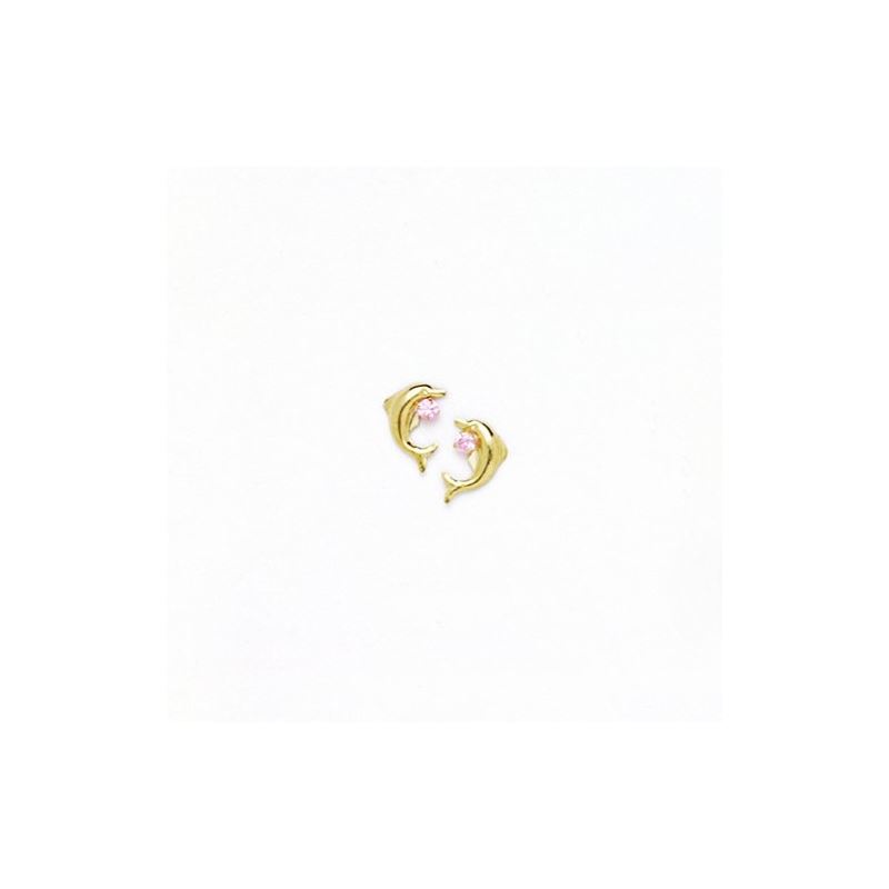 14K Yellow Gold dolphin with stones earr 67497 1