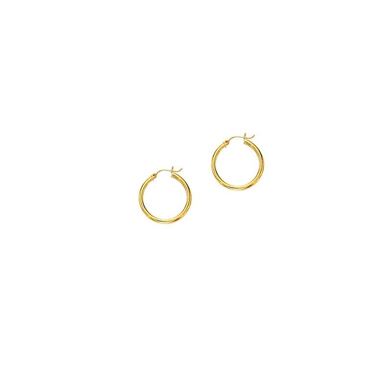 14K Yellow Gold Ladies Shiny Hoop Earrin 69232 1