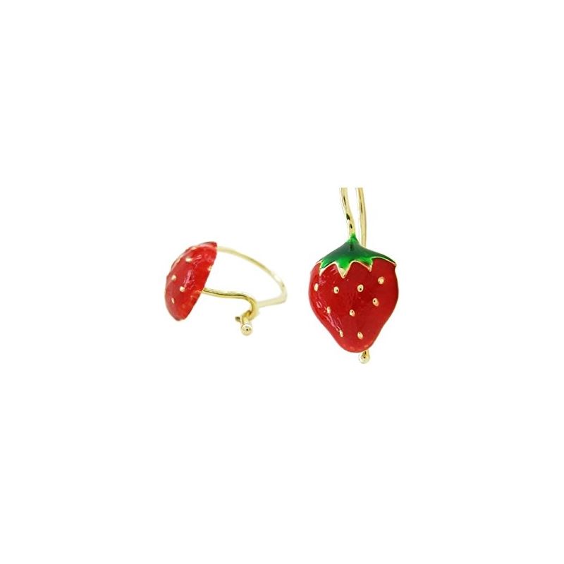 14K Yellow gold Strawberry hood earrings 70612 1