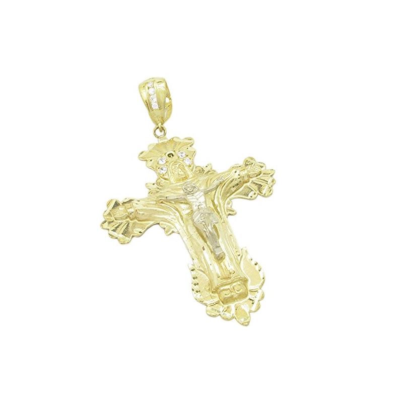 Mens 10k Yellow gold Jesus crucifix char 77672 1