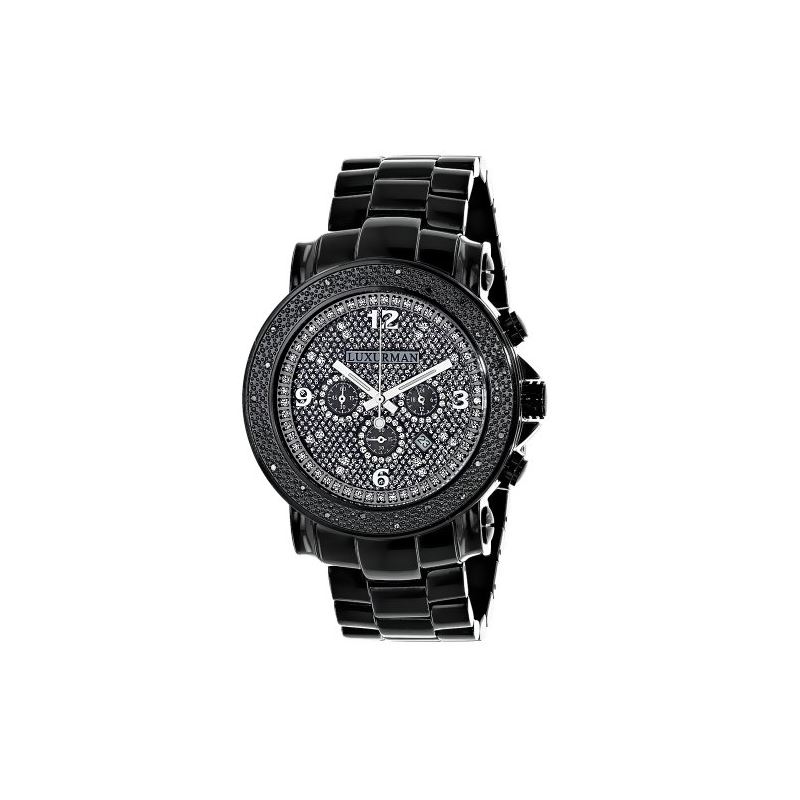 Mens Diamond Black Watch 0.25Ct Oversized Watch