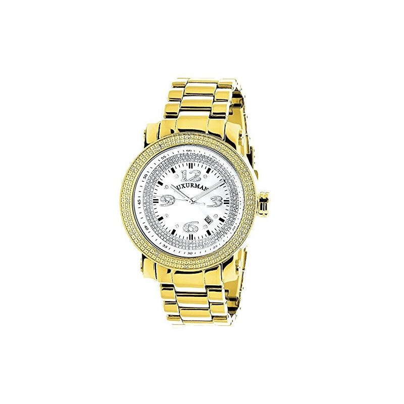 Luxurman Mens Real Diamond Watch Yellow  90410 1