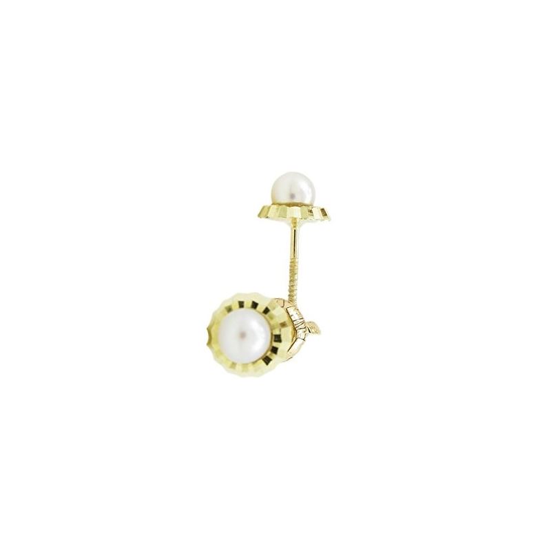 14K Yellow gold Round fancy flower pearl 69889 1