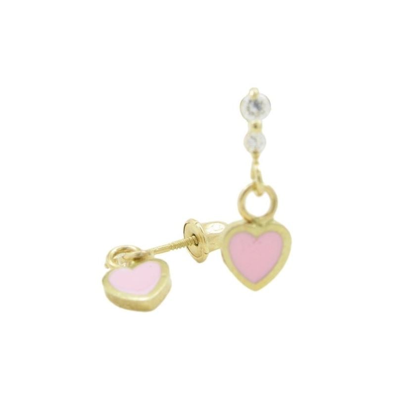 14K Yellow gold Thin heart cz chandelier 70699 1