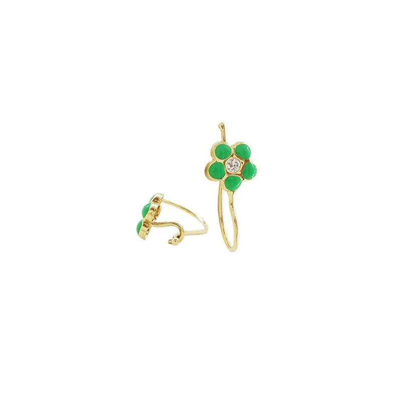 14K Yellow gold Flower cz hoop earrings  67794 1