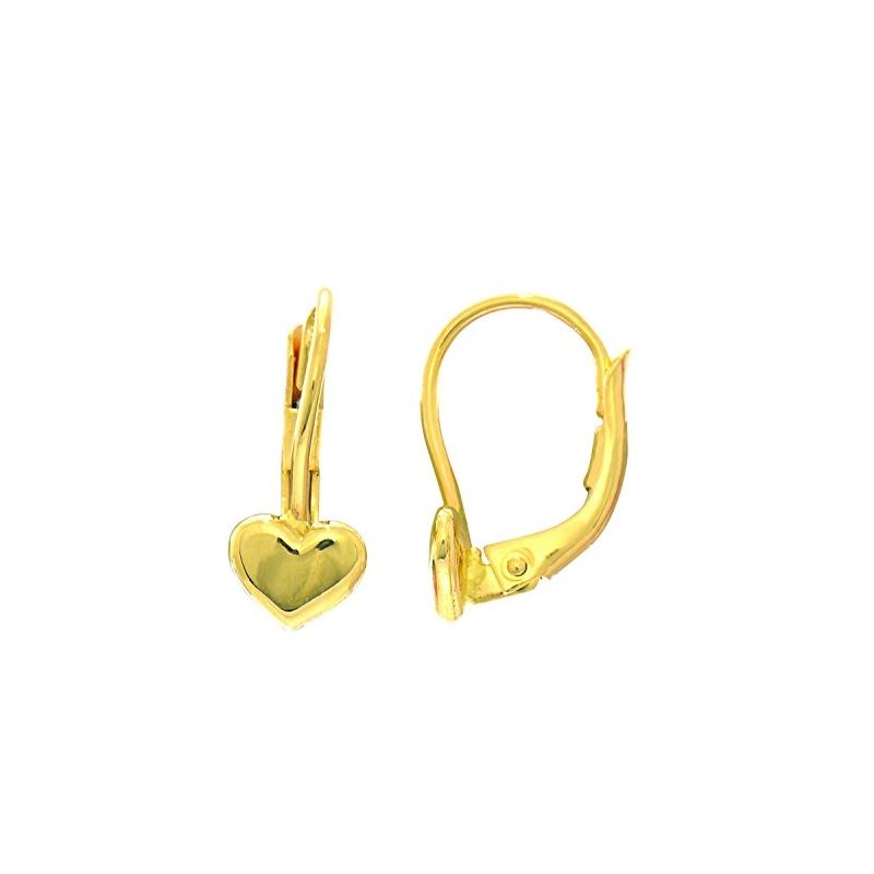 14K Yellow Gold Shiny Lever Back Earring W/Small