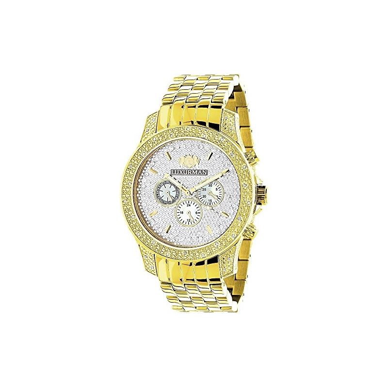 Luxurman Mens Diamond Watch 0.5ct Yellow 90385 1