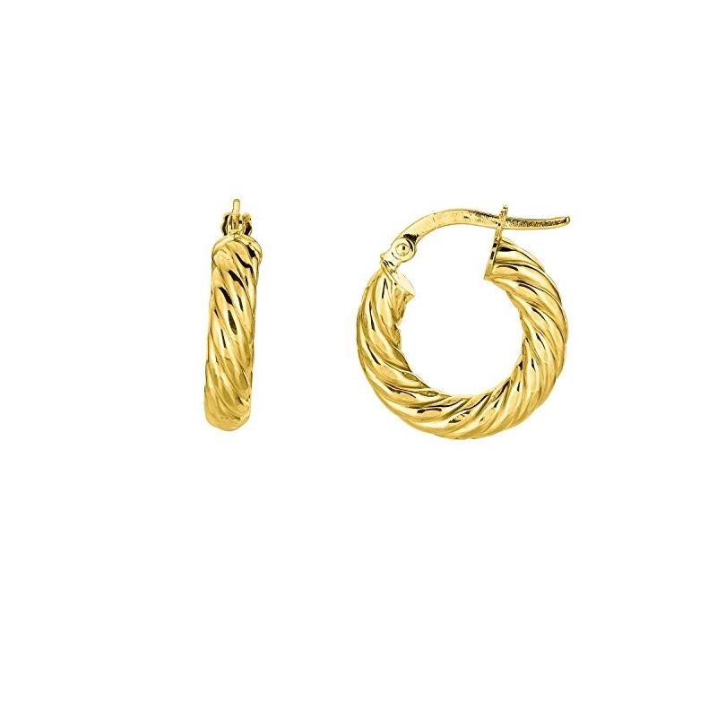 14K Yellow Gold Ladies Hoop Earrings ER1 69137 1