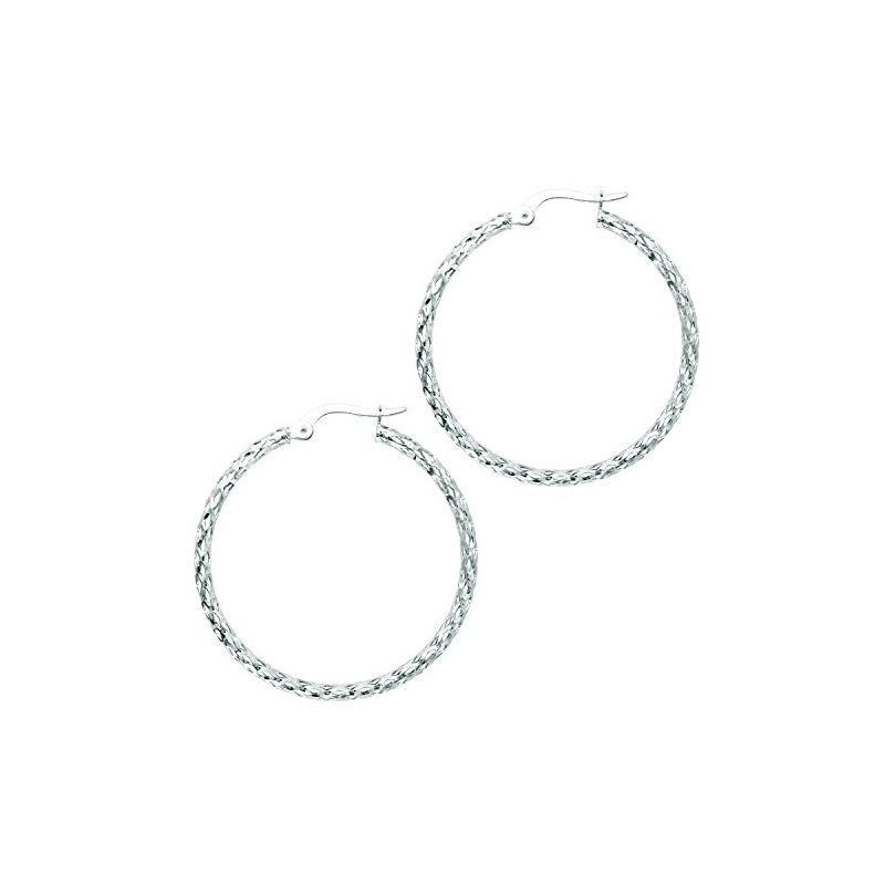 14K White Gold Ladies Hoop Earrings WER9 65617 1