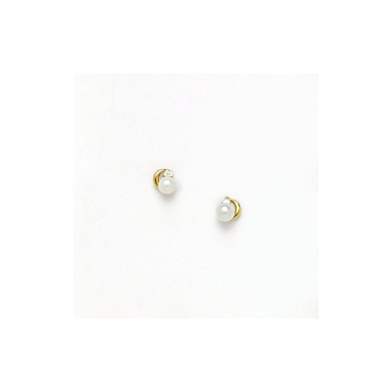 14K Yellow Gold genuine pearl and cz ear 68386 1