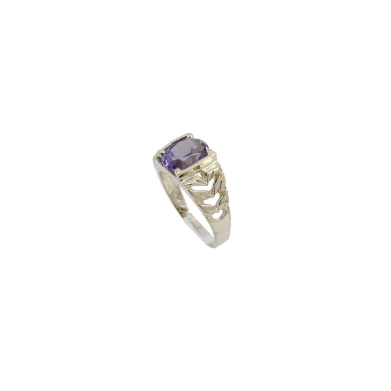 10k Yellow Gold Syntetic purple gemstone 62526 1