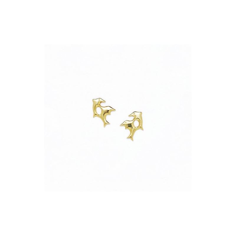 14K Yellow Gold dolphin with stones earr 67495 1