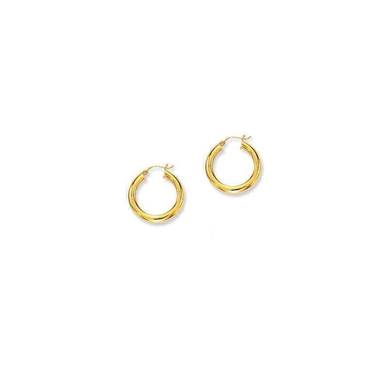 14K Yellow Gold Ladies Shiny Hoop Earrin 69248 1