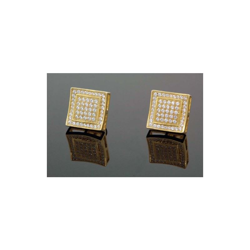 .925 Sterling Silver Yellow Square White 58905 1