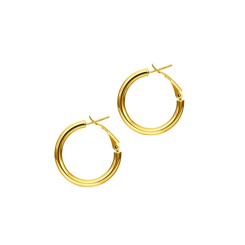 14K Yellow Gold Ladies Hoop Earrings ER1 69130 1