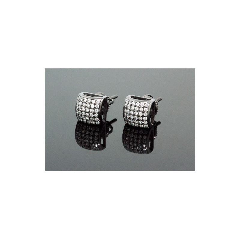 .925 Sterling Silver Black Square Black Onyx Cryst