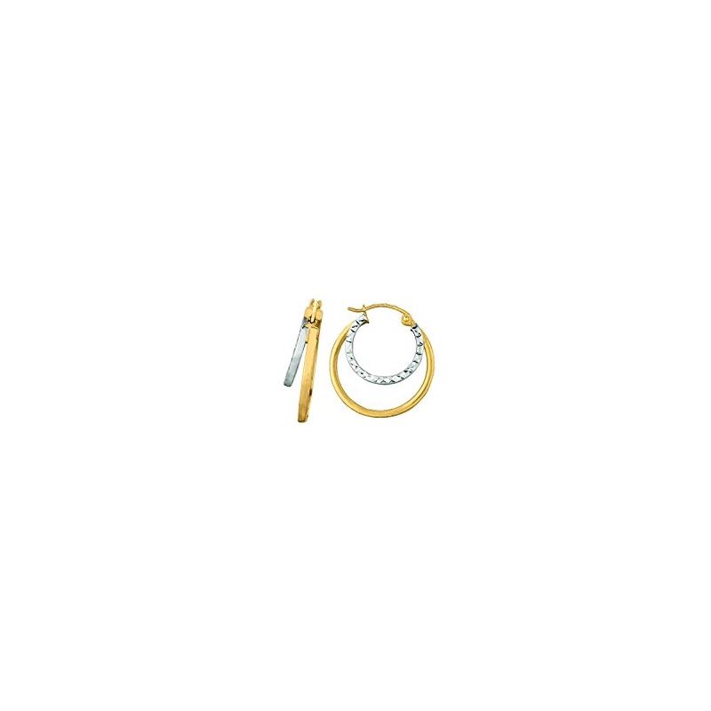 14K Yellow White Gold Ladies Hoop Earrin 70837 1