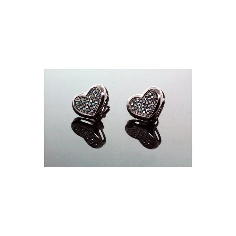 .925 Sterling Silver Black Heart Black O 58362 1