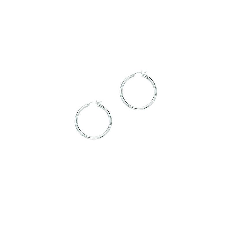 14K White Gold Ladies Shiny Hoop Earring 65642 1