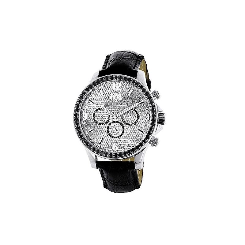 Luxurman Watches Black Diamond Watch 3ct 89582 1