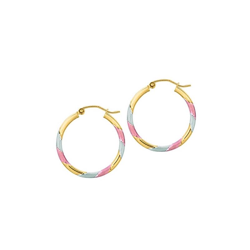10K Tri-Color Gold Ladies Hoop Earrings  59720 1