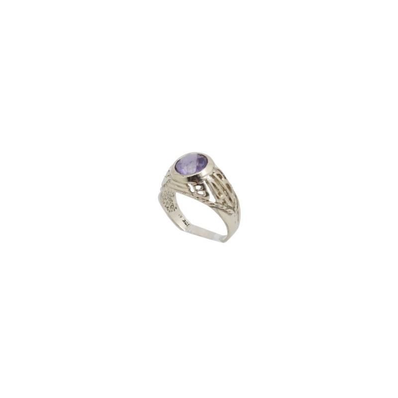 10k Yellow Gold Syntetic purple gemstone 62477 1