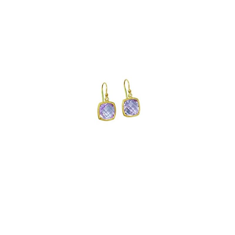 14K Yellow Gold Shiny 12 X 13Mm Wide Amethyst Drop