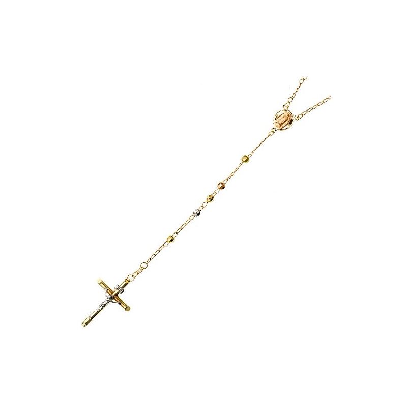 14K 3 TONE Gold HOLLOW ROSARY Chain - 28 63362 1