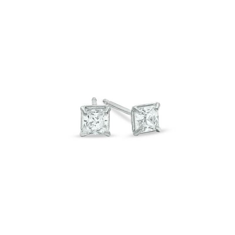 Unisex 14K White Gold 3mm CZ Princess Sq 82683 1