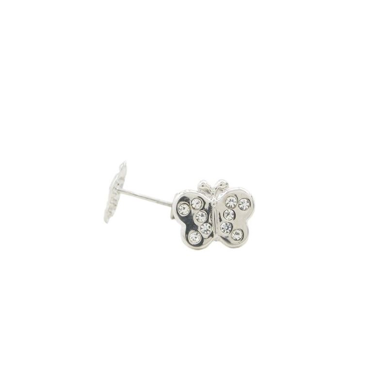 14K White gold Thin butterfly cz stud ea 66184 1