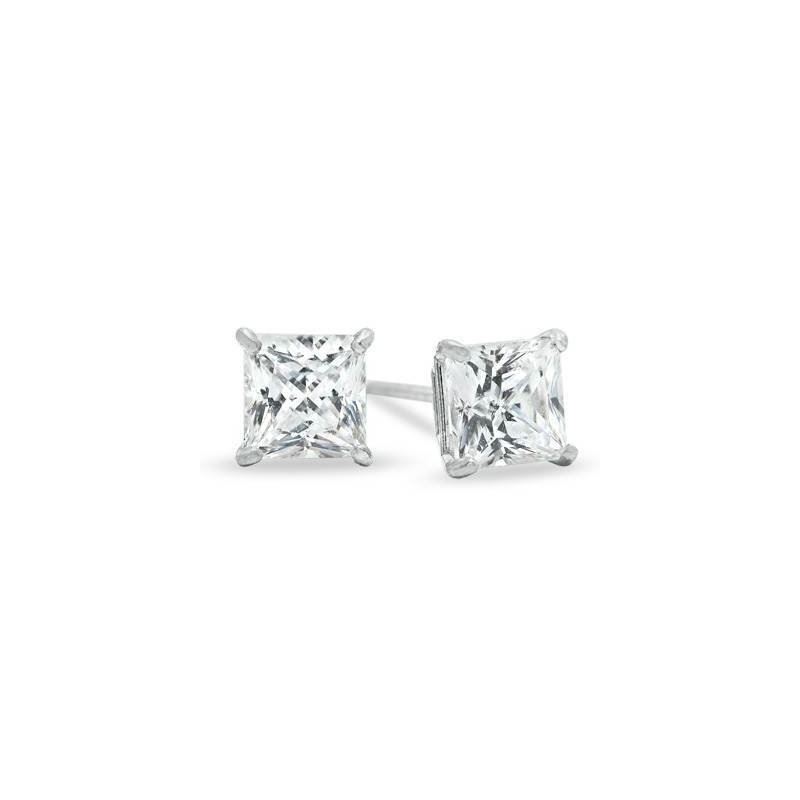 Unisex 14K White Gold 4mm Square Cut Bas 82686 1