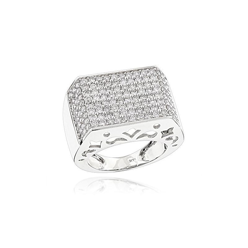 Mens Ring 14K Gold Pave Diamond Band 4Ctw (White G