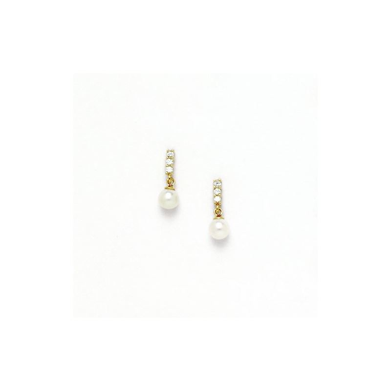 14K Yellow Gold genuine pearl and cz ear 68362 1